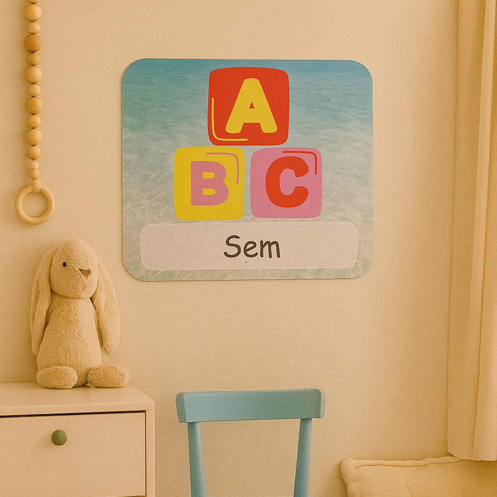 Naambordje ABC Blokken – Water