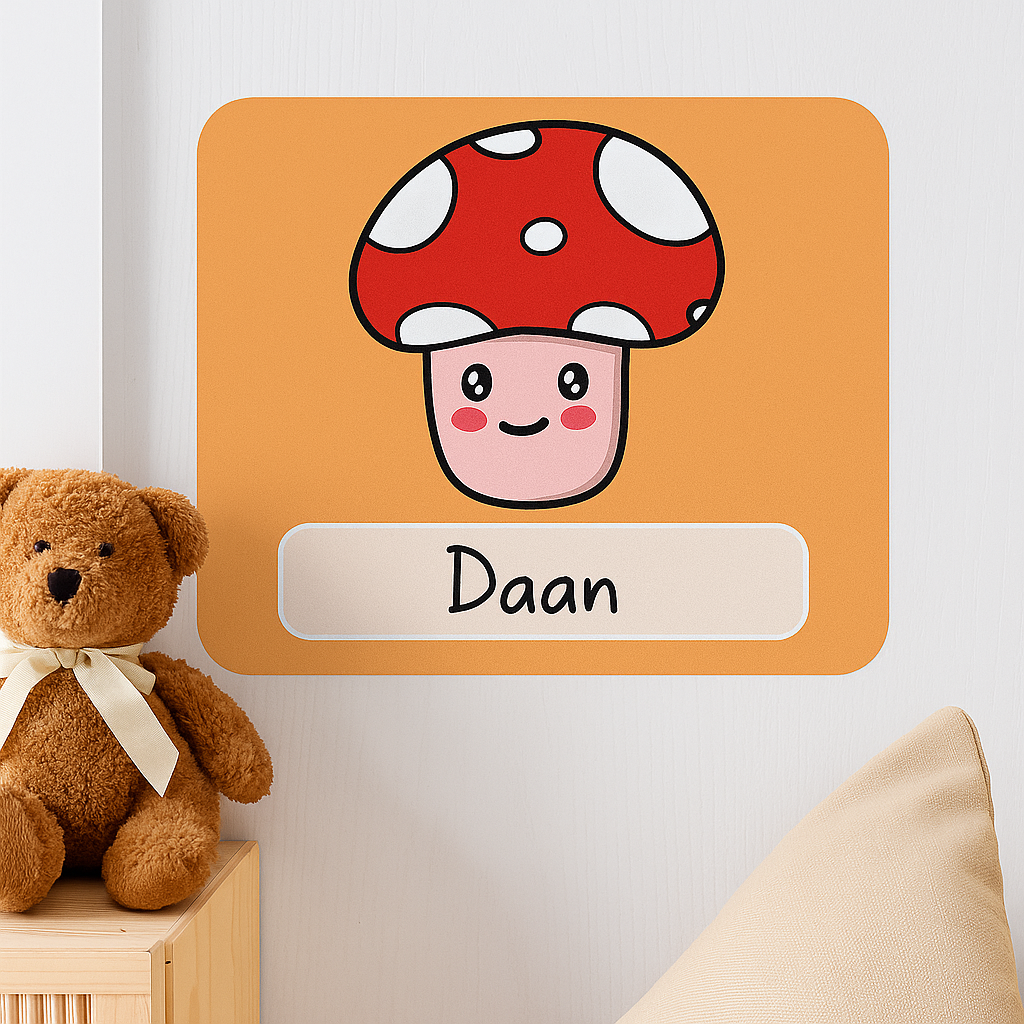 Naambordje Paddenstoel – Oranje