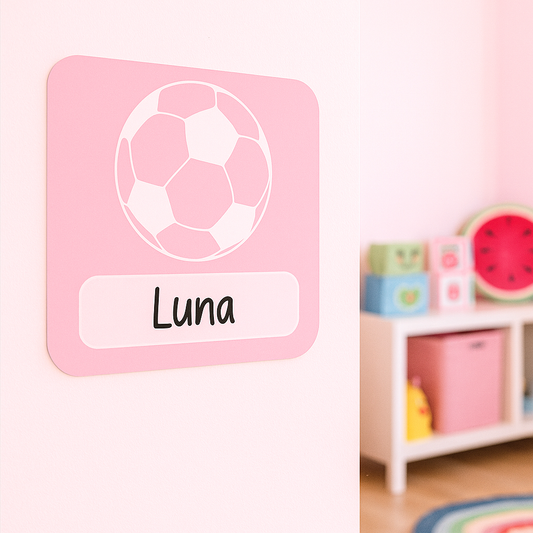 Naambordje – Voetbal | Roze