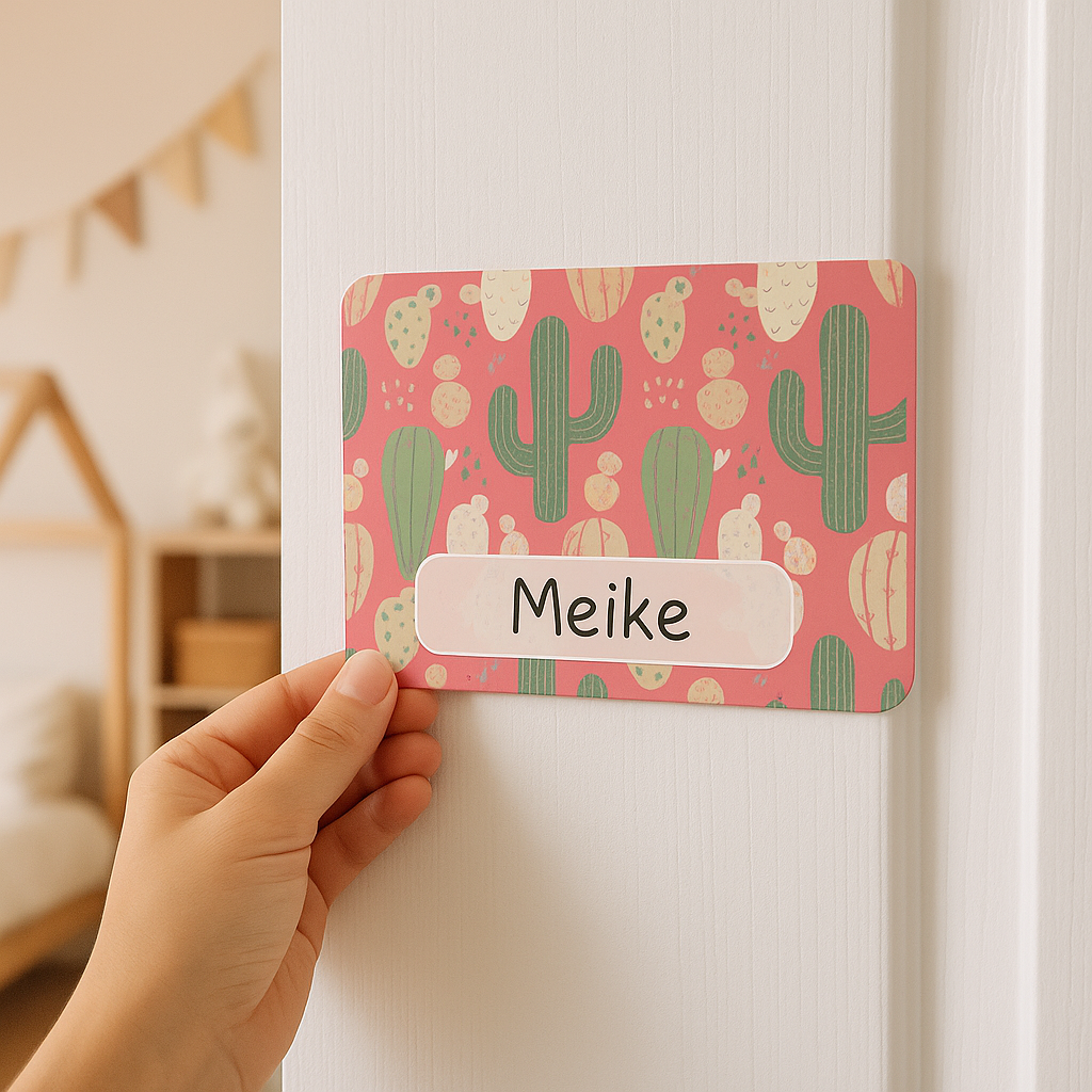 Naambordje Cactussen – Rood