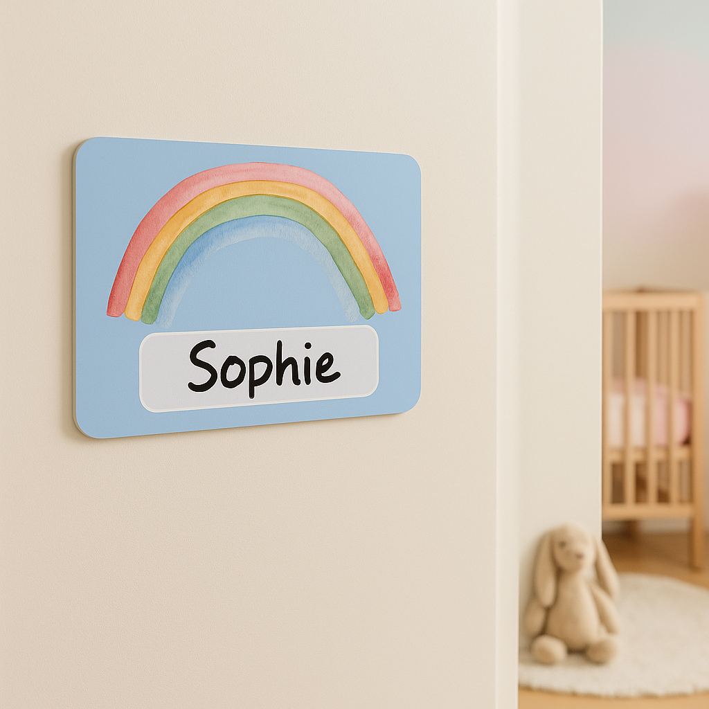 Naambordje Regenboog Pastel – Blauw