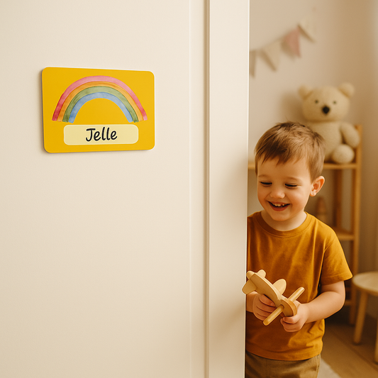 Naambord Regenboog op Gele Achtergrond – Kinderen