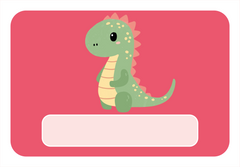 Naambord dino op rood – gepersonaliseerd voor kinderkamer