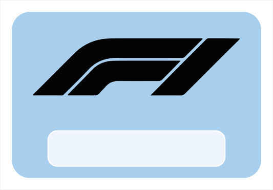Naambordje F1 – blauw met strak Formule 1-logo