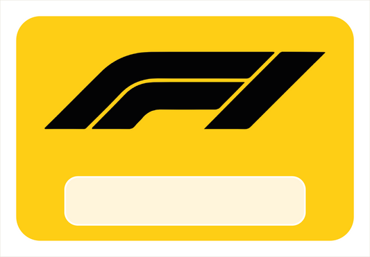 Naambordje F1 – geel met zwart Formule 1-logo