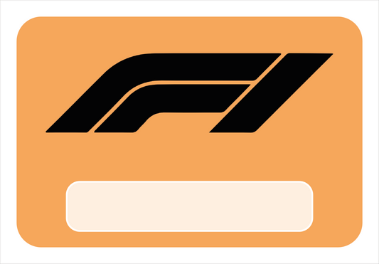 Naambordje F1 – oranje met krachtig Formule 1-logo