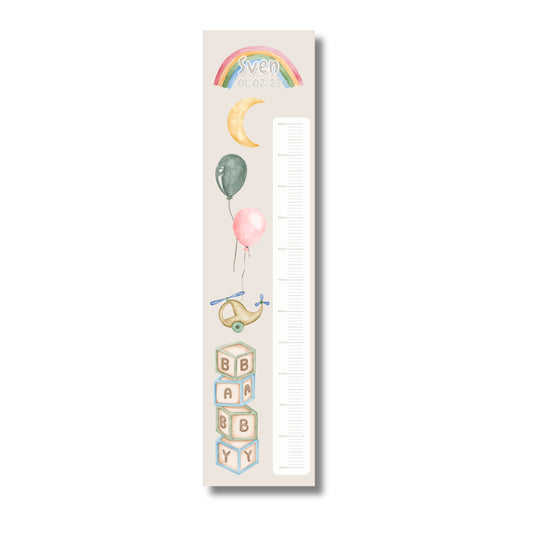 Groeimeter Speelgoed Beige Achtergrond