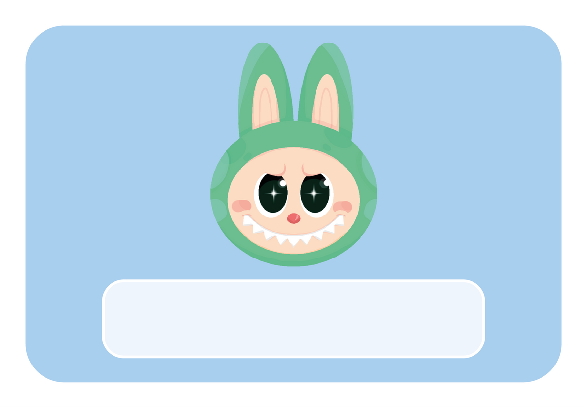 Knuffelmonster Groen – Blauwe Achtergrond