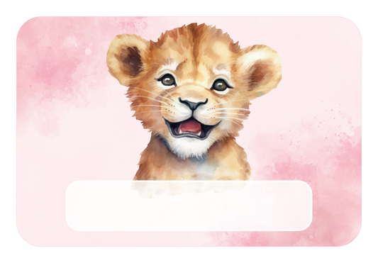 Naambordje leeuwtje roze wolken | Schattig dierenbord voor de kinderkamer