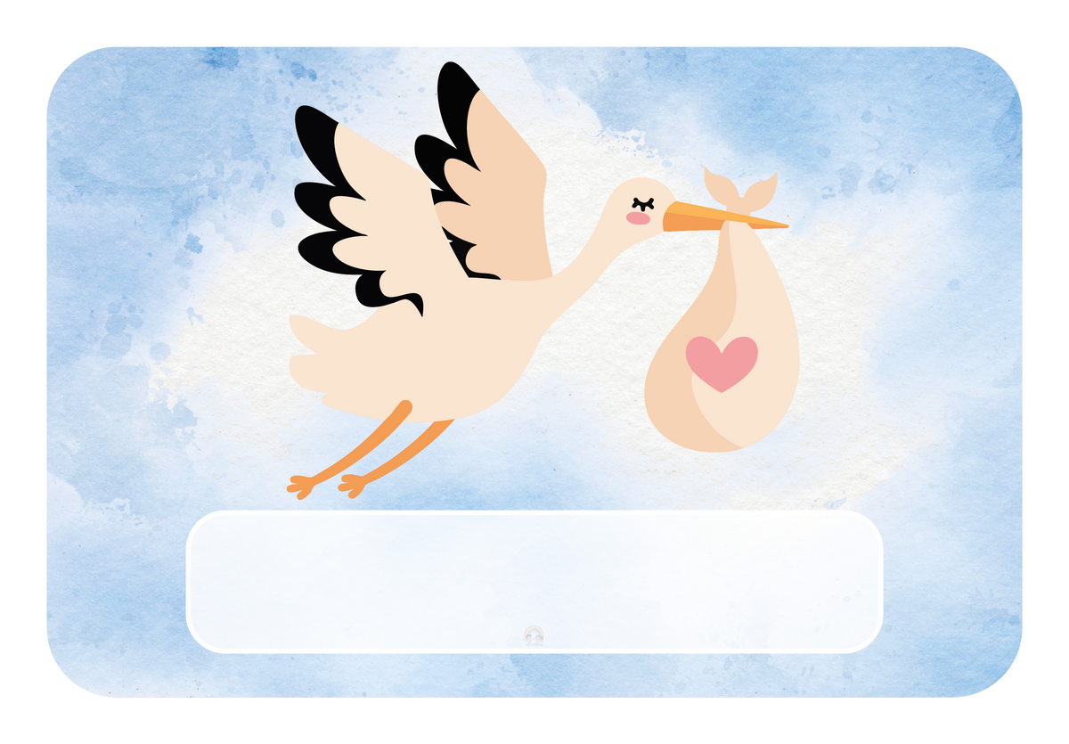 Naambordje Ooievaar & Hartje – Blauw