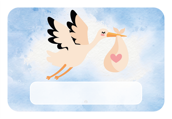 Naambordje Ooievaar & Hartje – Blauw