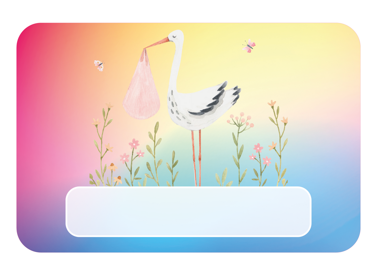 Naambordje Ooievaar – Regenboog