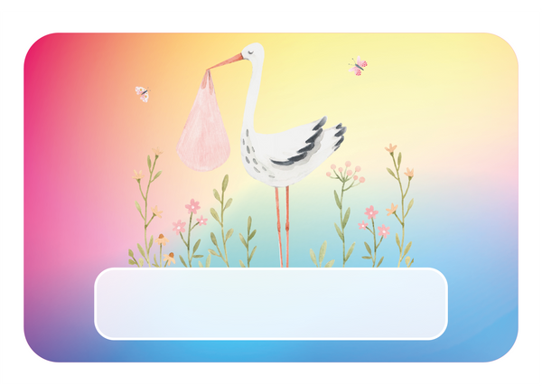 Naambordje Ooievaar – Regenboog