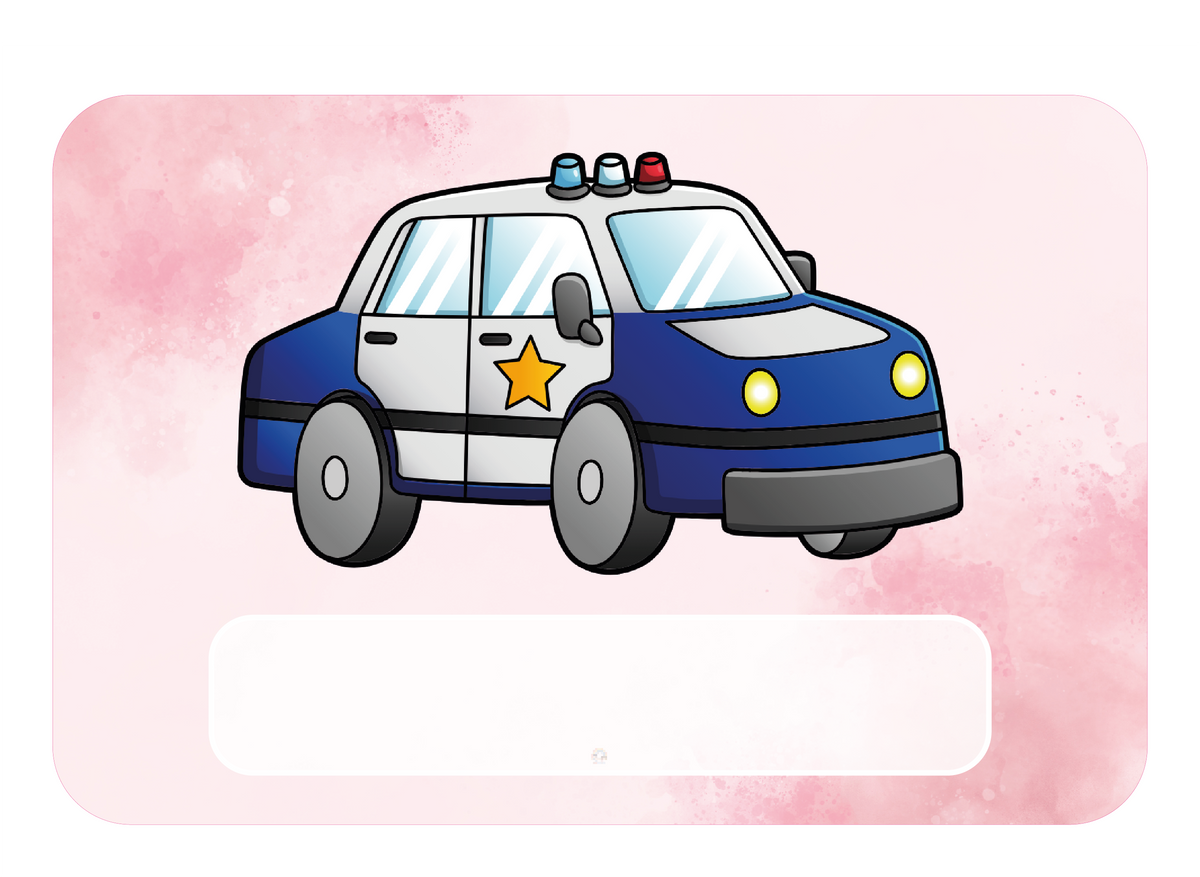 Naambordje Politieauto – Roze Wolken