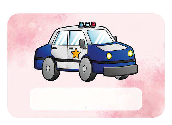Naambordje Politieauto – Roze Wolken