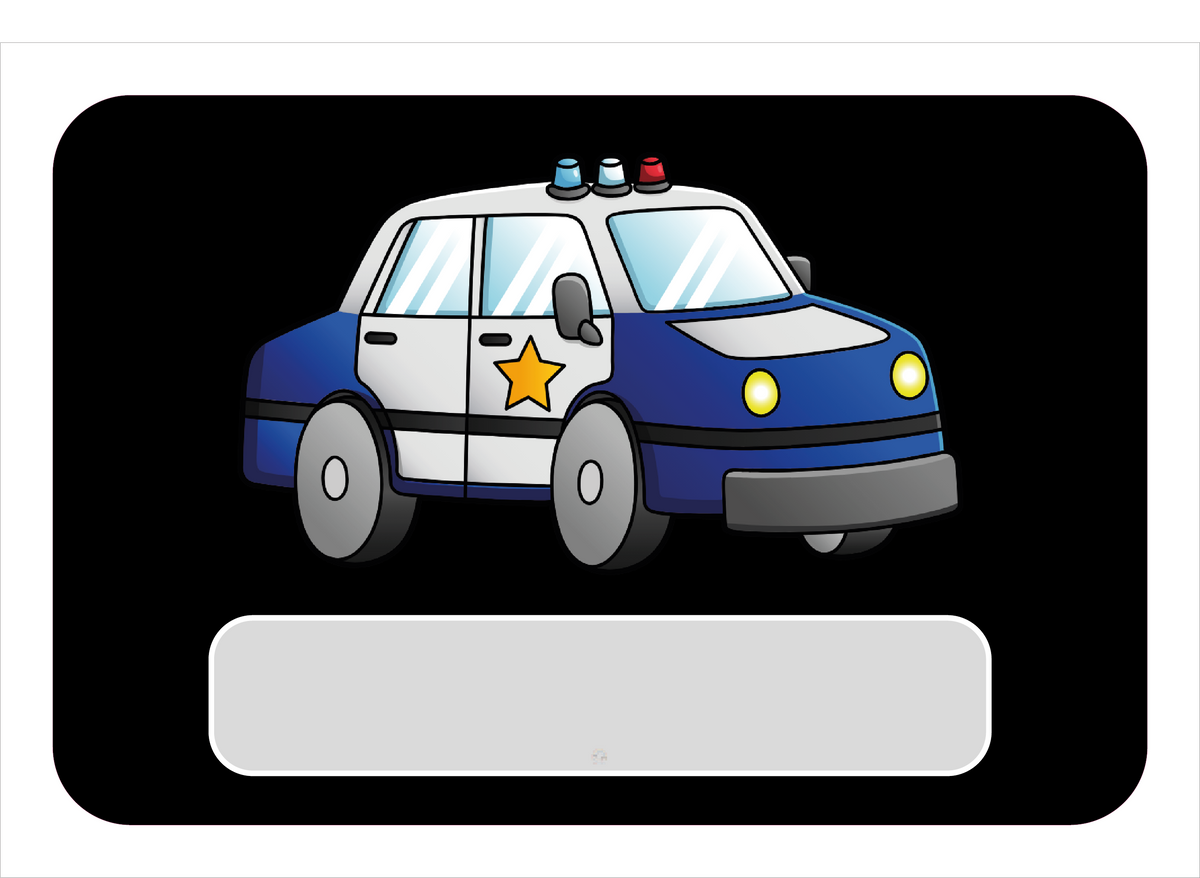 Naambordje Politieauto – Zwart