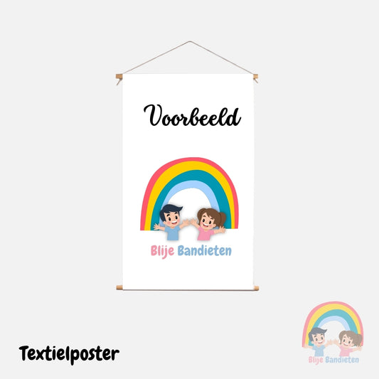 Textielposter Witte Sterren Illustraties Groene Achtergrond