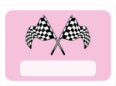 Naambordje met racevlag – roze variant met zachte uitstraling
