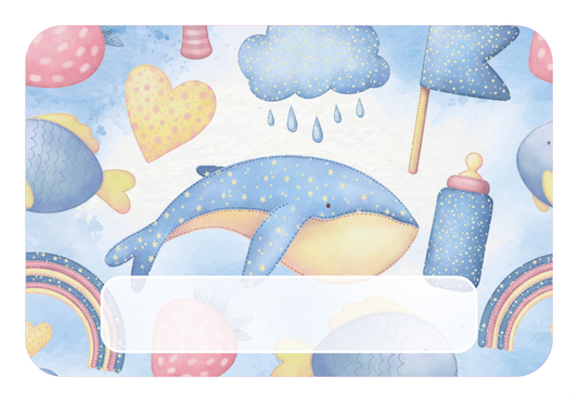 Naambordje walvis blauwe wolken | Dromerig babykamerbord met naam