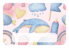 Naambordje walvis roze | Lief babykamerbordje met sterren en illustraties