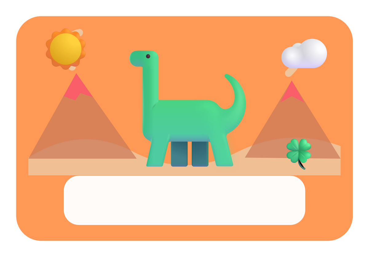 Naambordje Brontosaurus & Vulkanen — lege naamvlak
