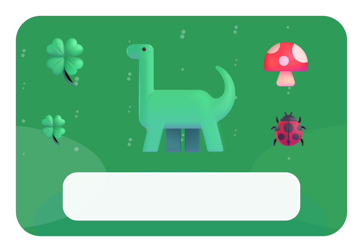 Naambordje Dino & Jungleblaadjes — klassiek groen achtergrond en leeg naamvlak