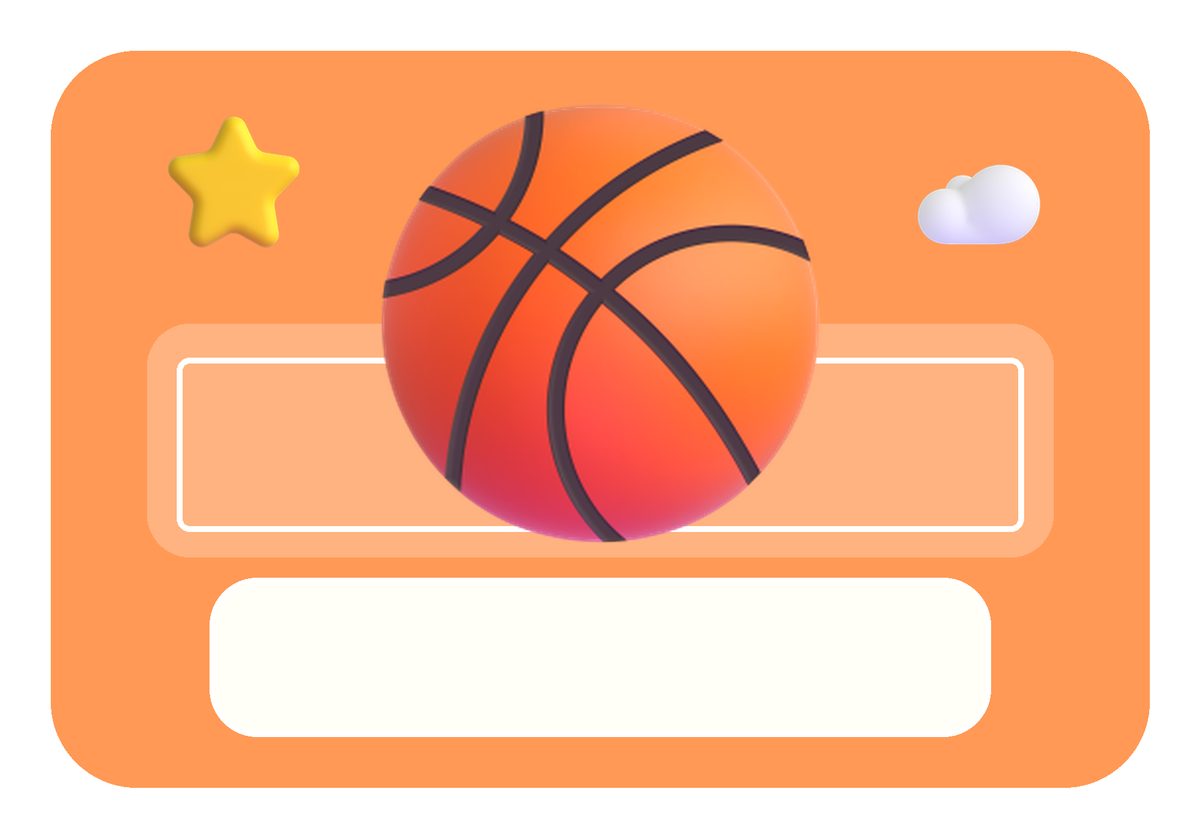 Naambordje Basketbal & Sterren — centraal hoofdonderwerp, lege personalisatievlakken