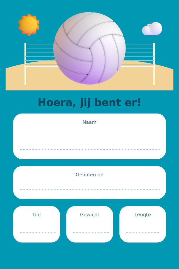 Geboortebord Volleybal & Strand