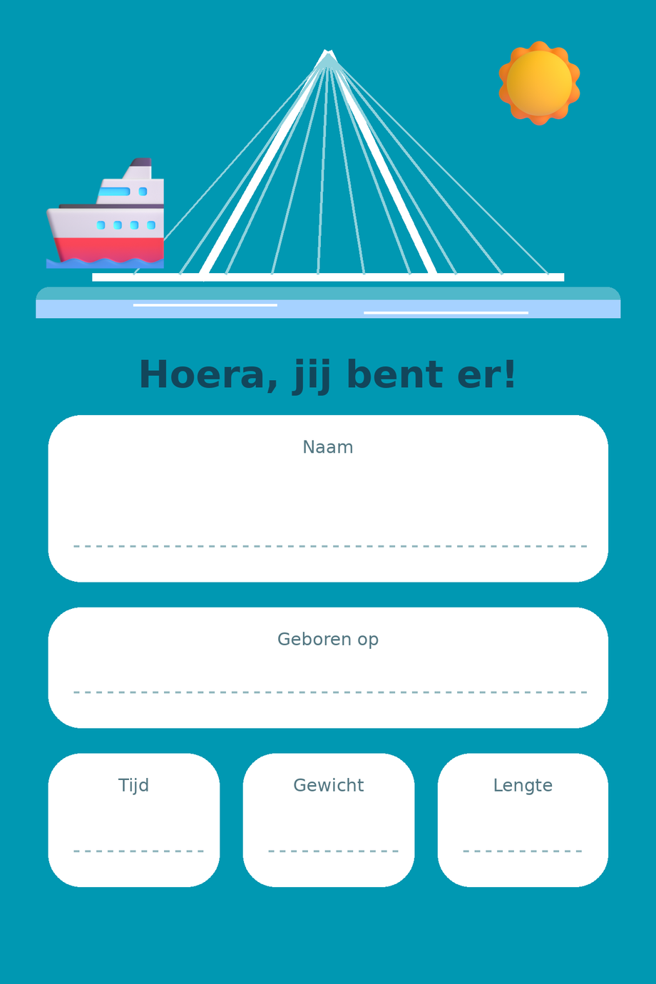Geboortebord Rotterdam & Haven — met lege gegevensvelden